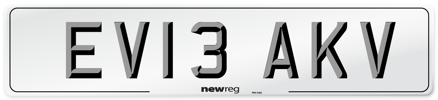 EV13 AKV Number Plate from New Reg
